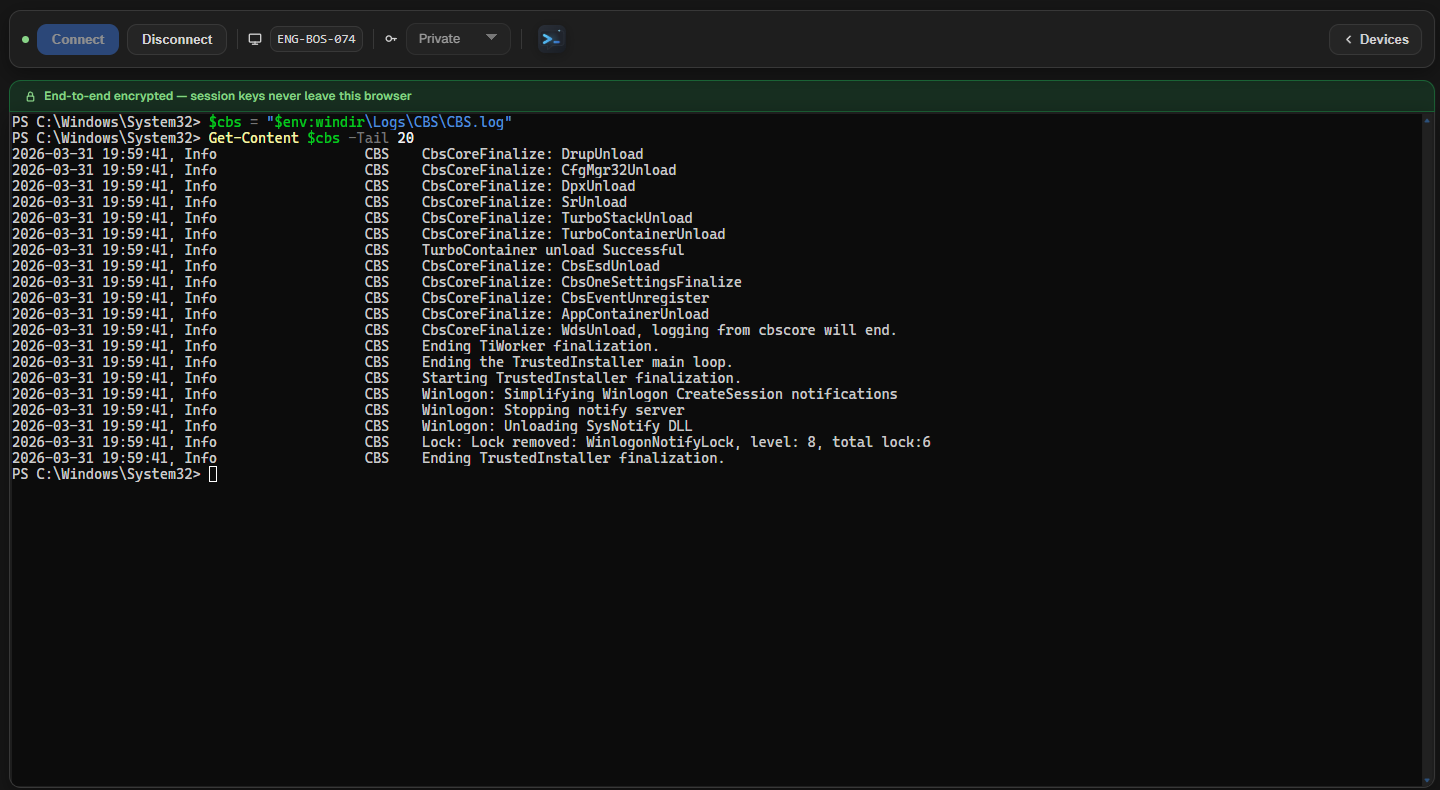 Private PowerShell session in the browser